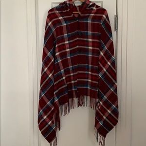 Hooded fringe cape